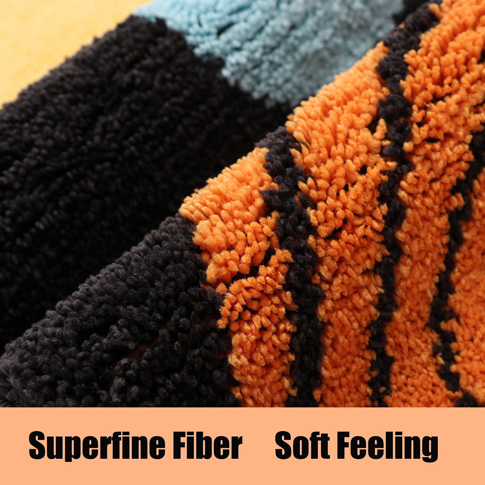 Dbjoy Boho Bathroom Rugs Non-Slip Abstract Bath Rugs Microfiber Cute Mat Black Washable For Tube/Washbasin/Toilet (Black-Moon, 2